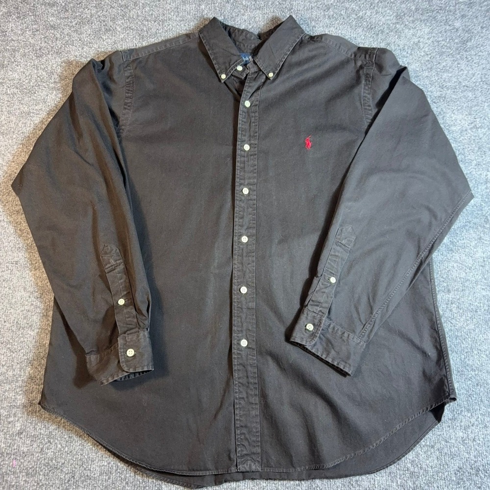 Polo Ralph Lauren Mens XL Classic Fit Black Button Down Shirt Red Pony Logo